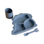 Дитячий набір силіконового посуду чашка/тарілка з трьома секціями/ложка Синій HP34545BL - Зображення 6