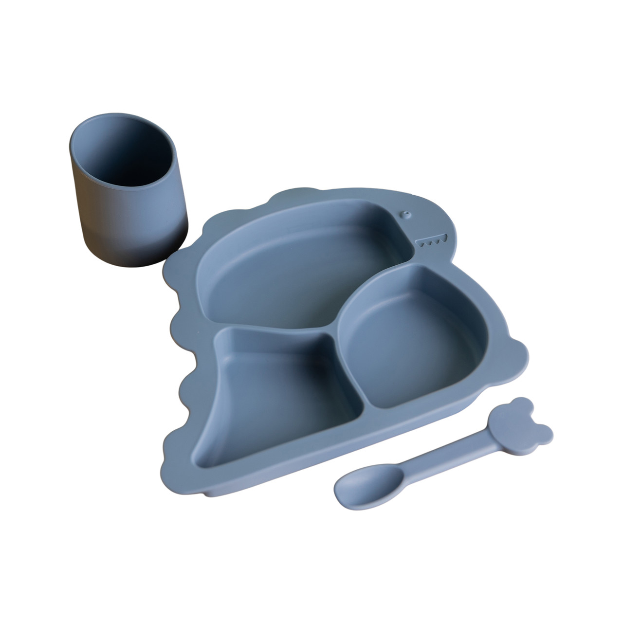 Дитячий набір силіконового посуду чашка/тарілка з трьома секціями/ложка Синій HP34545BL - Зображення 6