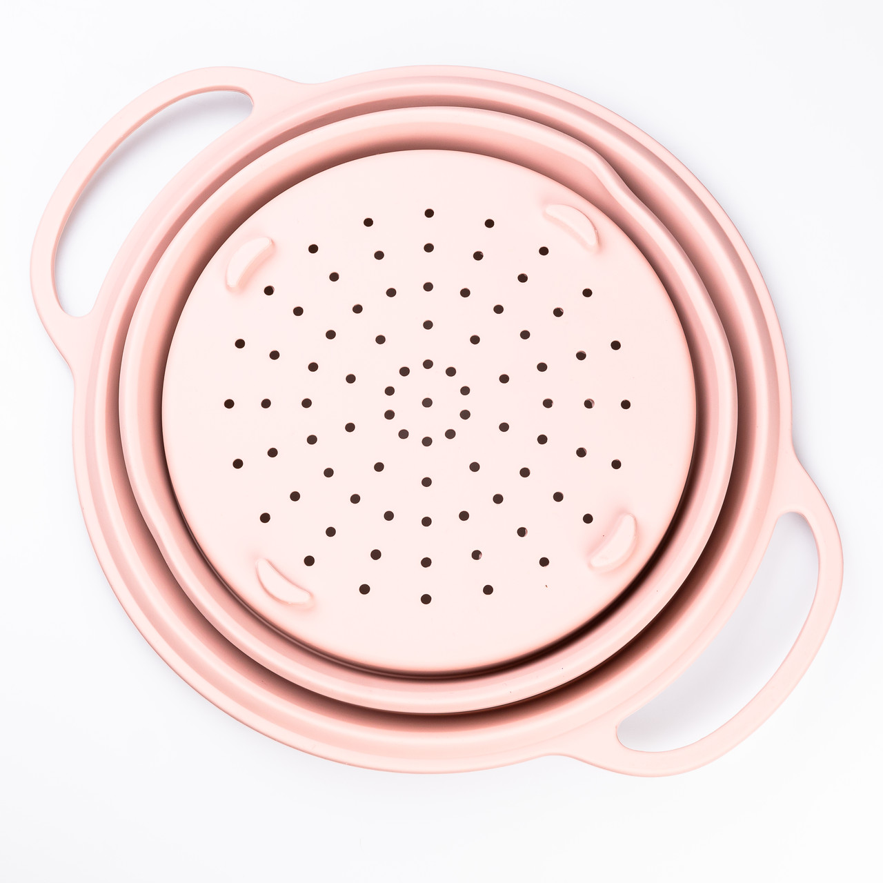 durshlag_2_6_l_silikonovyy_skladnoy_s_ruchkami_10_5_h_25_sm_rozovyy Друшляк силіконовий складаний з ручками 2.6 л Рожевий HP34544P - Зображення 1