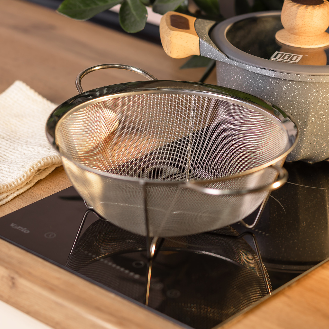 Друшляк з двома ручками 20 см дрібнокомірчаста сітка з нержавіючої сталі HP-19-2-20CM - Зображення 4