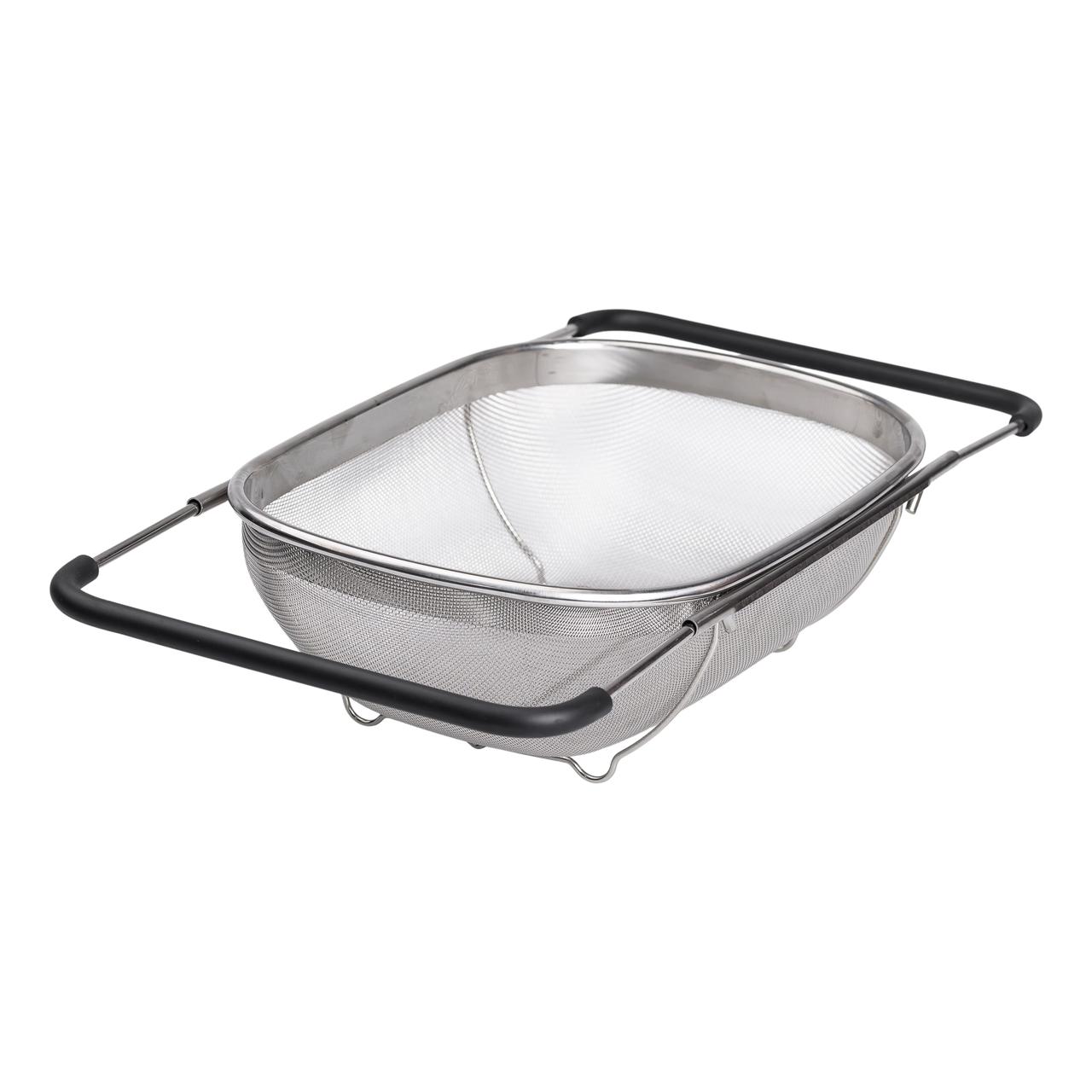 Друшляк сито на раковину для миття овочів та фруктів 36х25х10.5 см з нержавіючої сталі HP-19-18-L - Зображення 2