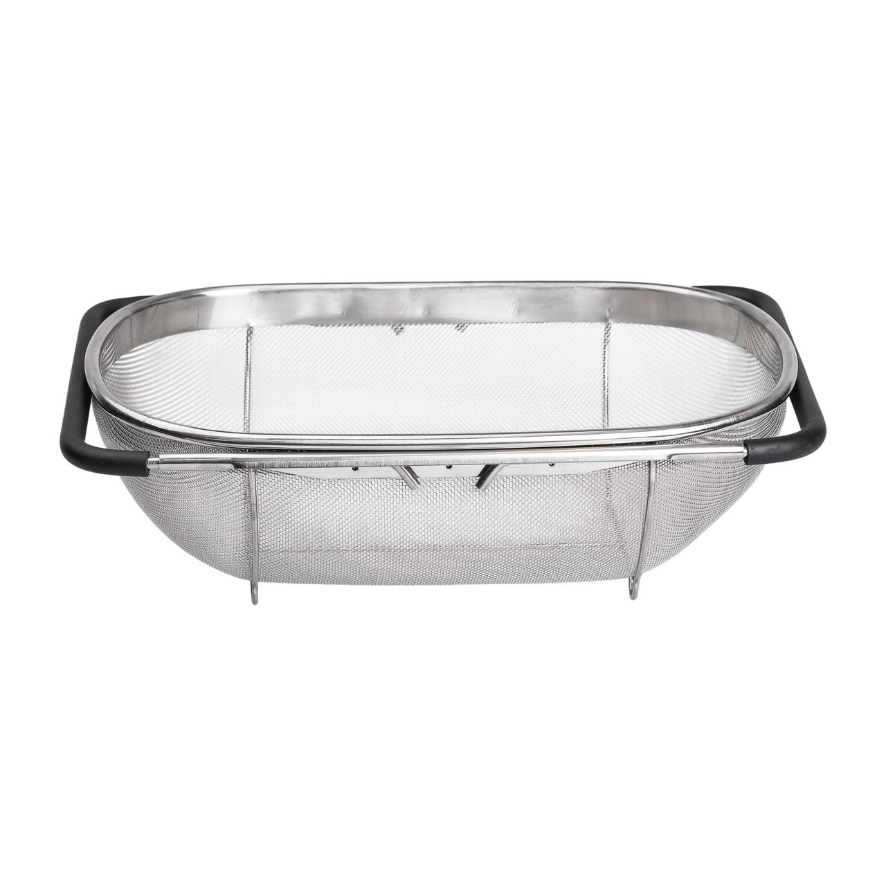Друшляк сито на раковину для миття овочів та фруктів 36х25х10.5 см з нержавіючої сталі HP-19-18-L - Зображення 4