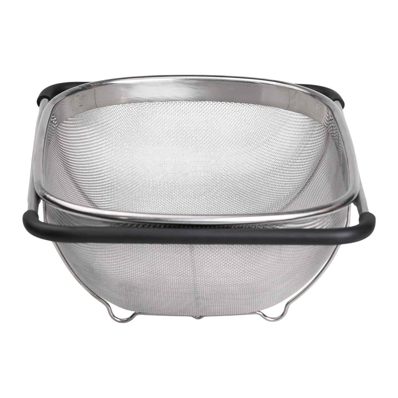 Друшляк сито на раковину для миття овочів та фруктів 36х25х10.5 см з нержавіючої сталі HP-19-18-L - Зображення 5