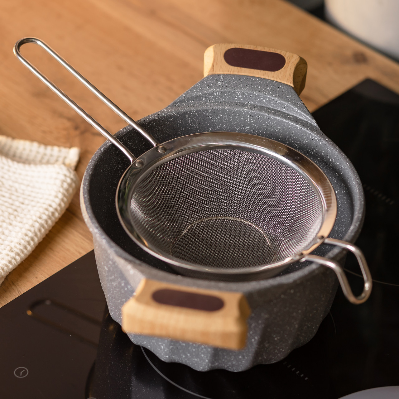 Друшляк-сито з ручкою 16 см дрібнокомірчаста сітка з нержавіючої сталі HP-19-1-16CM - Зображення 5