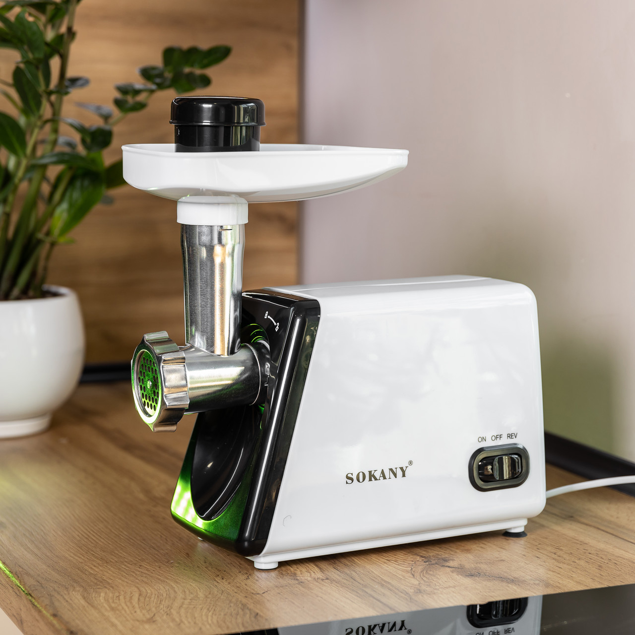 Електрична м'ясорубка для фаршу Sokany електром'ясорубка для дому потужна 2500 Вт з насадками Біла SK-312 - Зображення 6