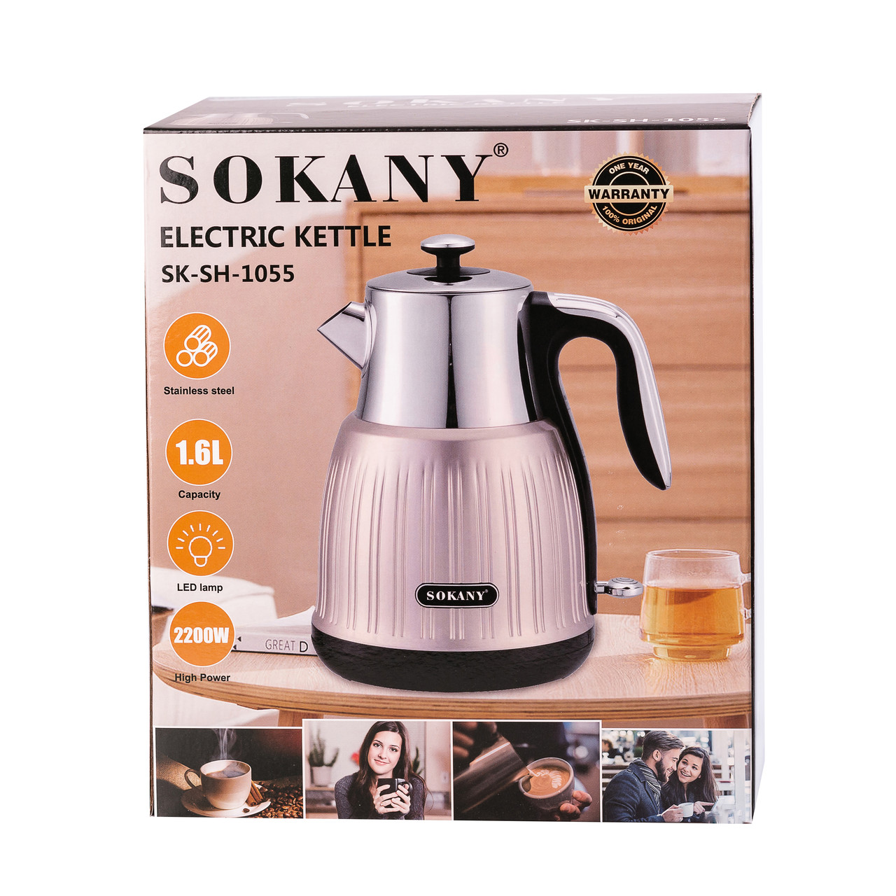 Електрочайник Sokany SKSH1055 1.6 літрів рожевий металік - Зображення 4