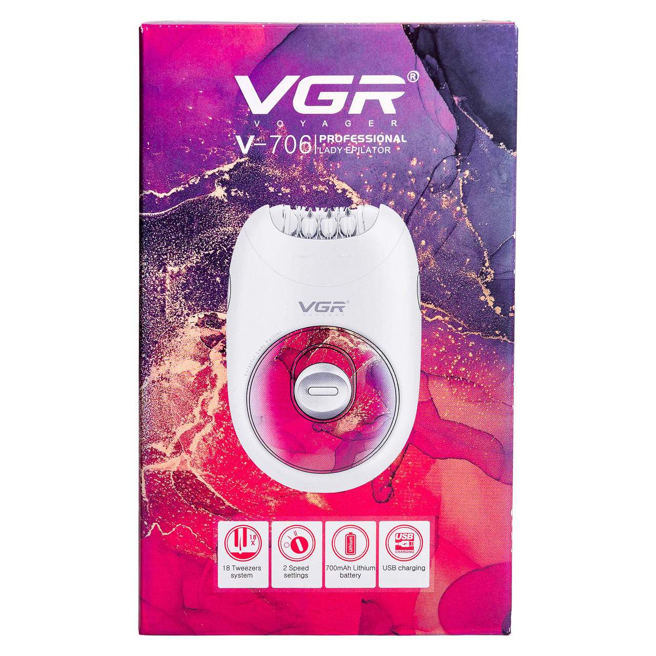 Епілятор жіночий електричний VGR 2 швидкості HPV706P - Зображення 6