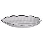 Порцелянове блюдо для сервірування столу у формі листа 31×20×3 (см) Срібло ML6047