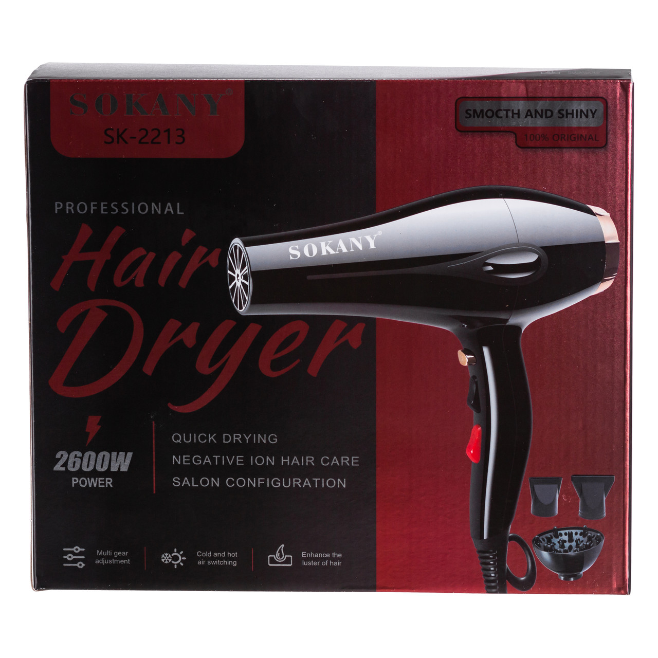 Фен для волосся Sokany SK-2213 з дифузором та концентратором 2600 Вт - Зображення 4