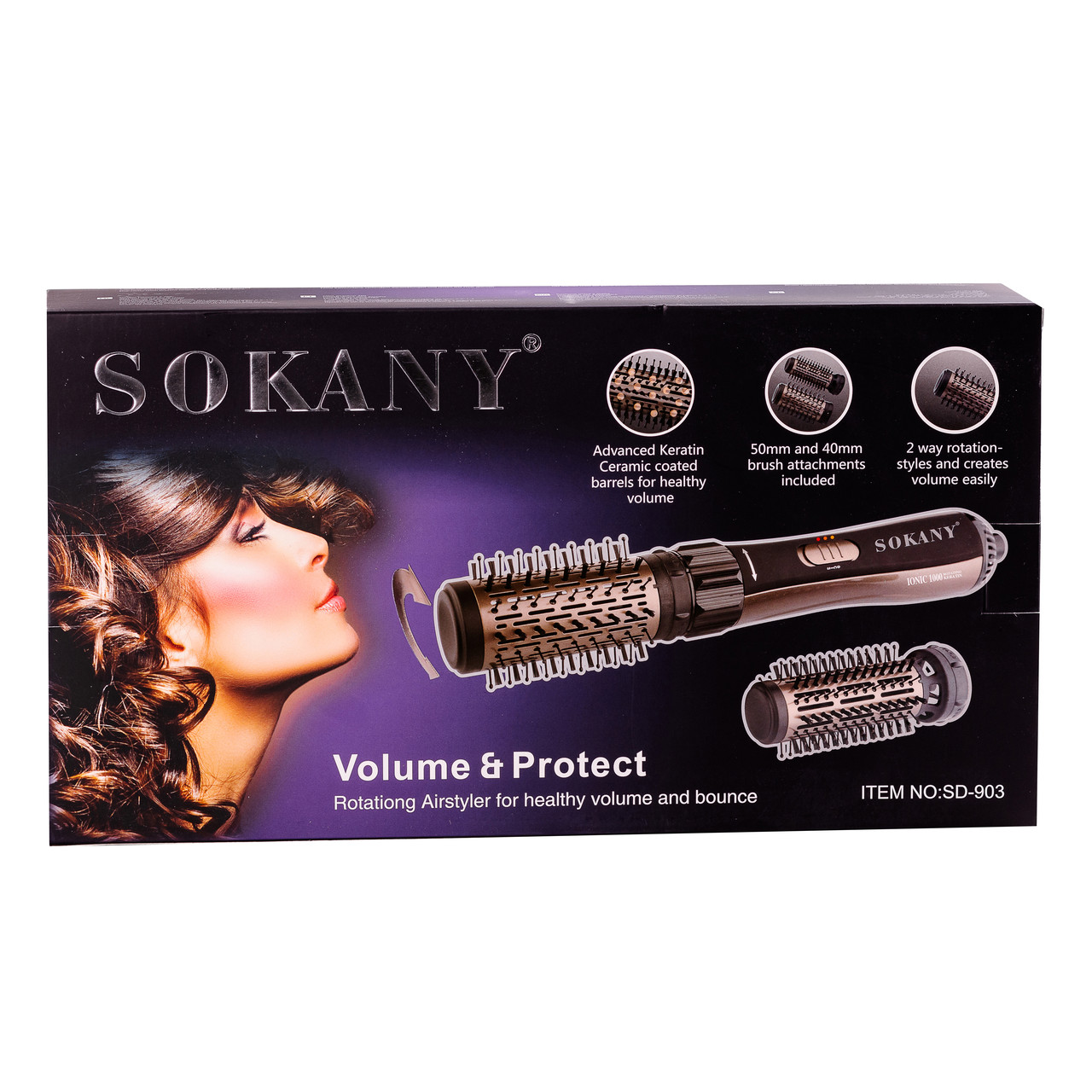 Фен стайлер для волосся 2 в 1 Sokany SD903 з насадками - Зображення 6