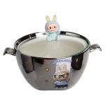 Бульйонниця порцелянова Labubu з кришкою і ручками 800 (мл) Ø15 (см) Сріблястий з блакитним FM-34D