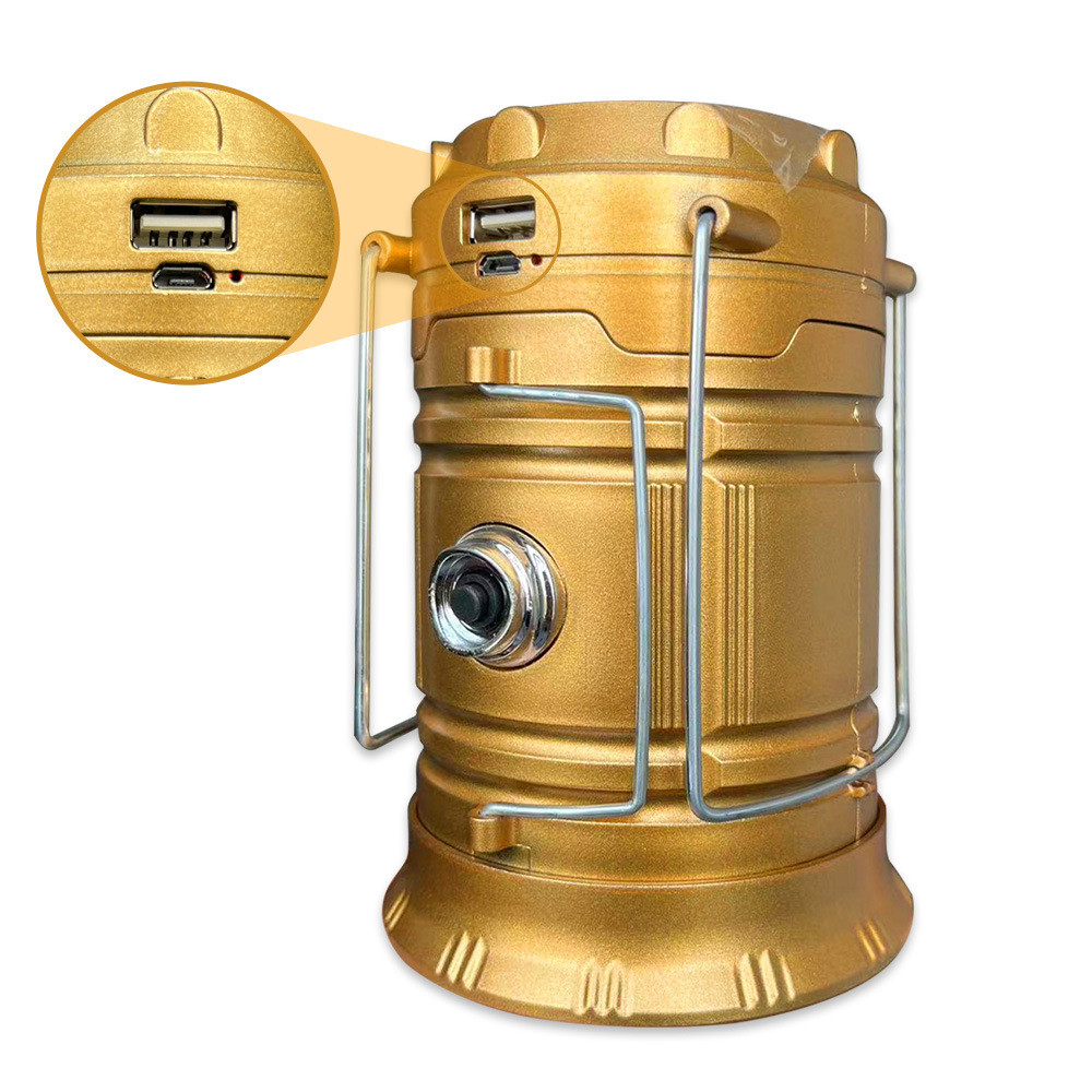 Ліхтар кемпінговий світлодіодний 36 Вт з USB зарядкою, ручкою та підвісом • Світильник туристичний HP-DT-1GOLD - Зображення 6