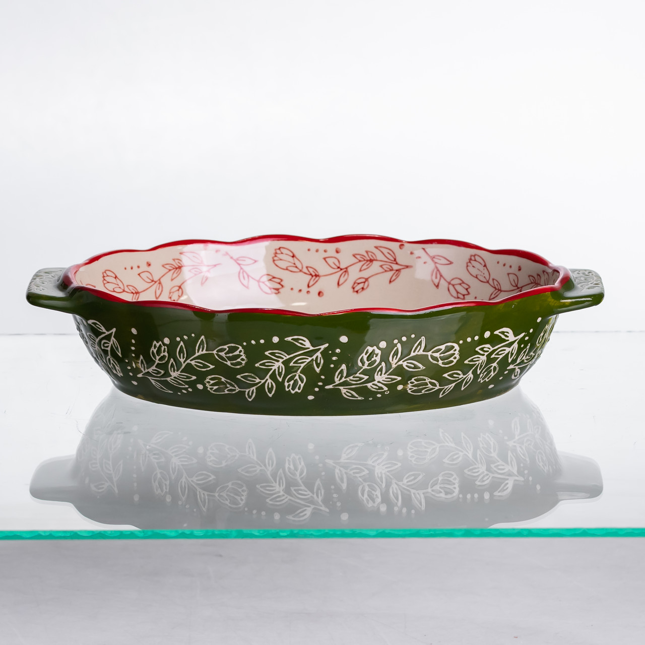 Форма для запікання Vintage 25×15×5 (см) овальна з ручками Зелена HM05-01 - Зображення 2