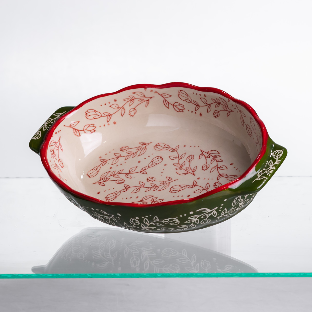 Форма для запікання Vintage 25×15×5 (см) овальна з ручками Зелена HM05-01 - Зображення 3