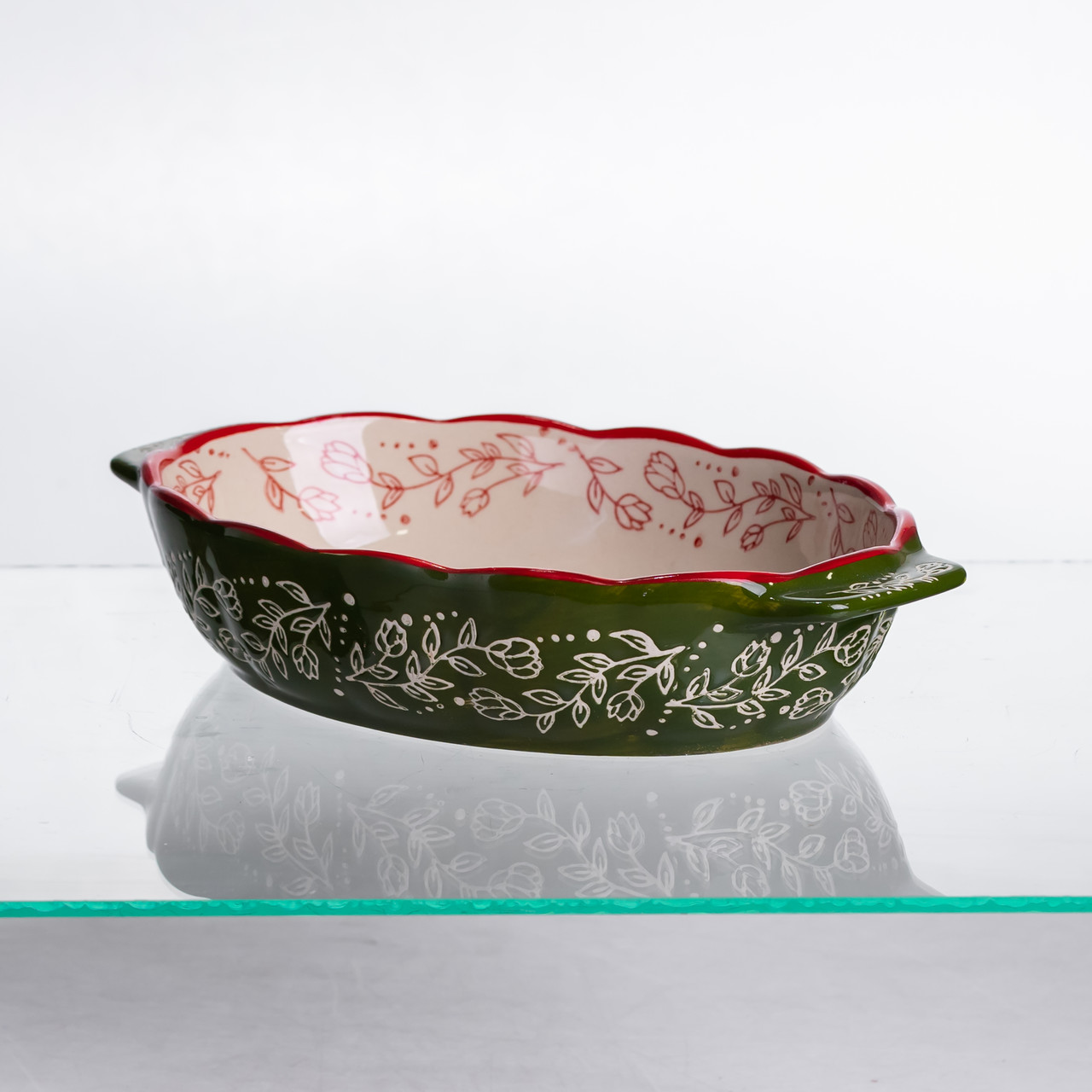 Форма для запікання Vintage 25×15×5 (см) овальна з ручками Зелена HM05-01 - Зображення 4