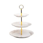 Етажерка для фруктів і десертів 3-ярусна порцелянова біла HP-7-731