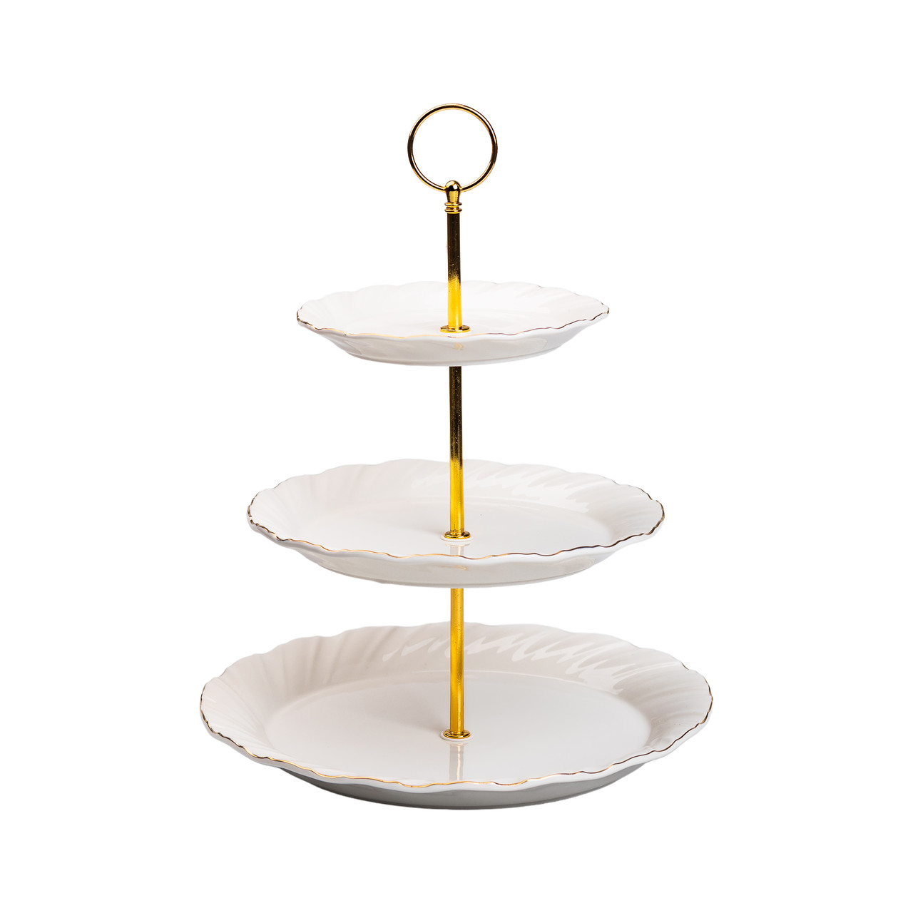 fruktovnitsa_na_3_yarusa_furshetnaya_stoyka_dlya_zakusok_konfetnitsa Етажерка для фруктів і десертів 3-ярусна порцелянова біла HP-7-731 - Зображення 1