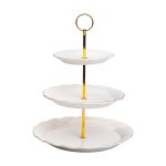 Етажерка для фруктів і десертів 3-ярусна порцелянова біла HP-7-731 - Зображення 2
