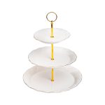 Етажерка для фруктів і десертів 3-ярусна порцелянова біла HP-7-731 - Зображення 3