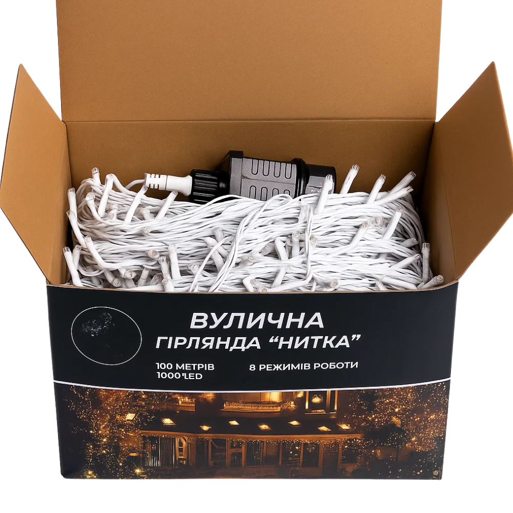 Гірлянда Різдвяна фея вулична 100 м 1000 LED білий провід Синій CF1000L100MWBL - Зображення 8