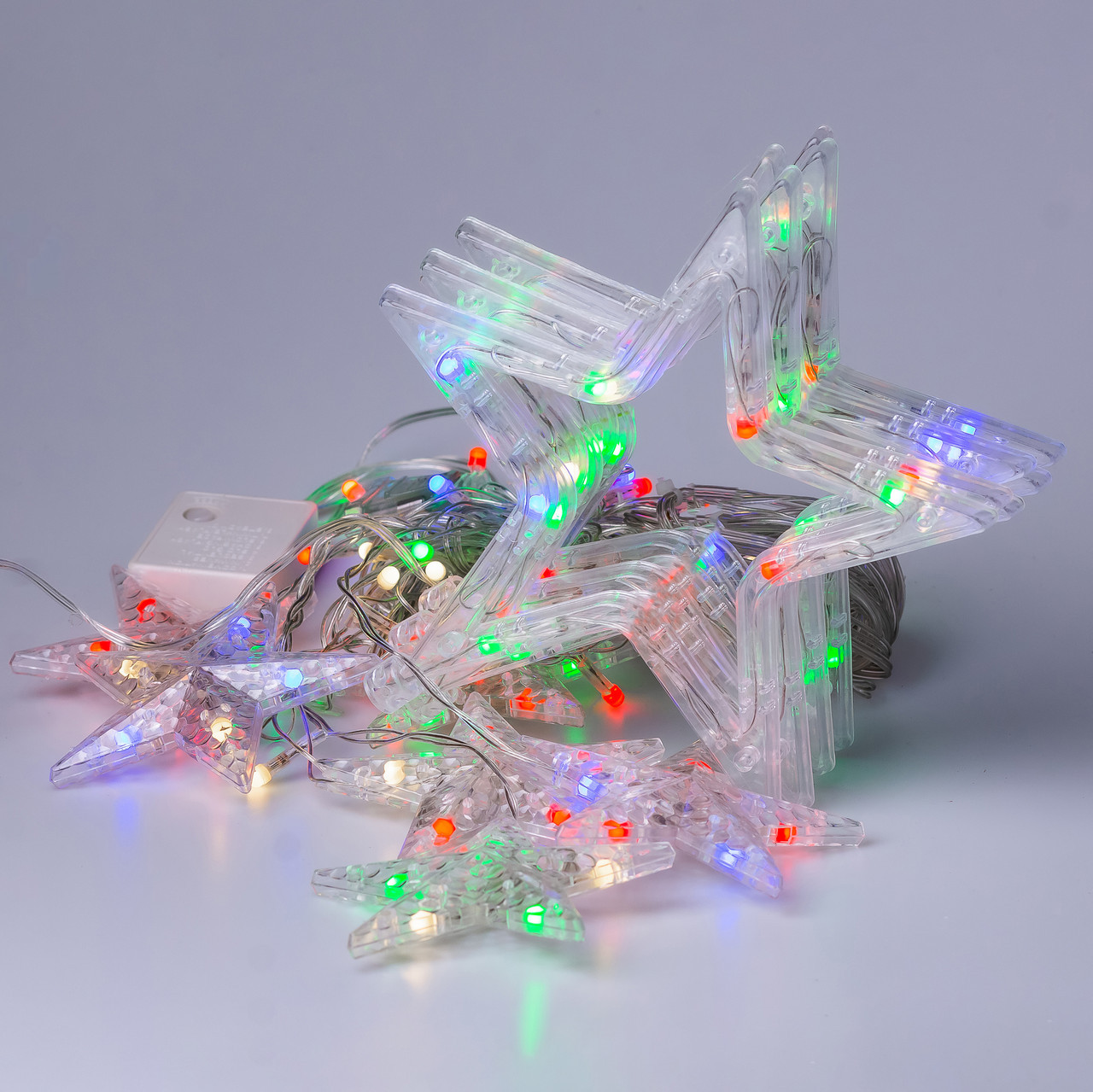 Гірлянда штора 3х0,7 м Зірки на 108 LED лампочок світлодіодна 6 великих та 6 маленьких зірок 9В 8 режимів 1733053ML - Зображення 7