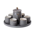 Чайний набір на 6 персон (з заварювальним чайником та порцелянаовою підставкою), сірий HP-15-5 - Зображення 3