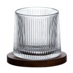 Обертова склянка для віскі 300 мл з бамбуковою підставкою HP1600
