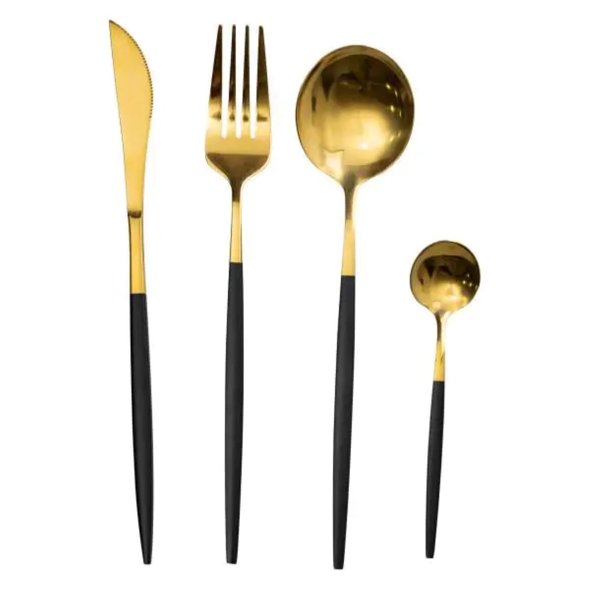hp2046_2-600x600-1 Набір столових приборів 24 предмети столовий набір на 6 персон Золотистий з чорним HP-20-46 - Зображення 1