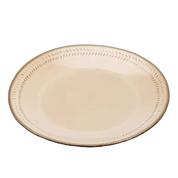 Тарілка сервірувальна кругла порцелянова 22.5 см бежева HP23378