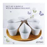 Набір порцелянових баночок для сипучих продуктів 6 штук по 100 мл на бамбуковій підставці HP258 - Зображення 5