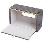 Серветниця з еко шкіри 21.5х13х9 см органайзер для кафе і ресторанів Сірий HP-3-203G - Зображення 3