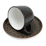 Чашка із блюдцем порцелянова 250 мл для чаю кави Коричнева HP23396 - Зображення 2