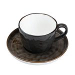 Чашка із блюдцем порцелянова 250 мл для чаю кави Коричнева HP23396 - Зображення 3