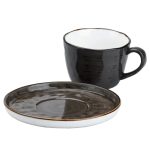 Чашка із блюдцем порцелянова 250 мл для чаю кави Коричнева HP23396 - Зображення 4