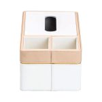 Серветниця-органайзер з еко-шкіри 3 відділення 27*14*'10 см Білий з бежевим HP9190