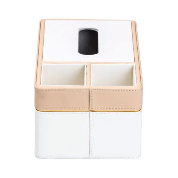 Серветниця-органайзер з еко-шкіри 3 відділення 27*14*'10 см Білий з бежевим HP9190