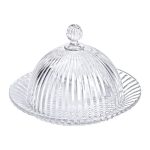 Блюдо сервірувальне з кришкою Ø 20 см скляне прозоре для десертів, випічки, фруктів HP-YH-43 - Зображення 3