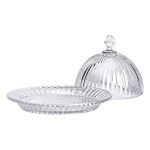 Блюдо сервірувальне з кришкою Ø 20 см скляне прозоре для десертів, випічки, фруктів HP-YH-43 - Зображення 5