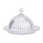 Блюдо сервірувальне з кришкою Ø 20 см скляне прозоре для десертів, випічки, фруктів HP-YH-43 - Зображення 4