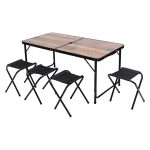 Розкладний стіл + 4 стільці кемпінговий набір для пікніка, риболовлі, відпочинку, туризму Коричневий JY-12060BR - Зображення 3