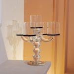 Канделябр на 5 свічок 19×19×24 см підсвічник декоративний скляний на ніжці Чорний HP-4-23 - Зображення 4