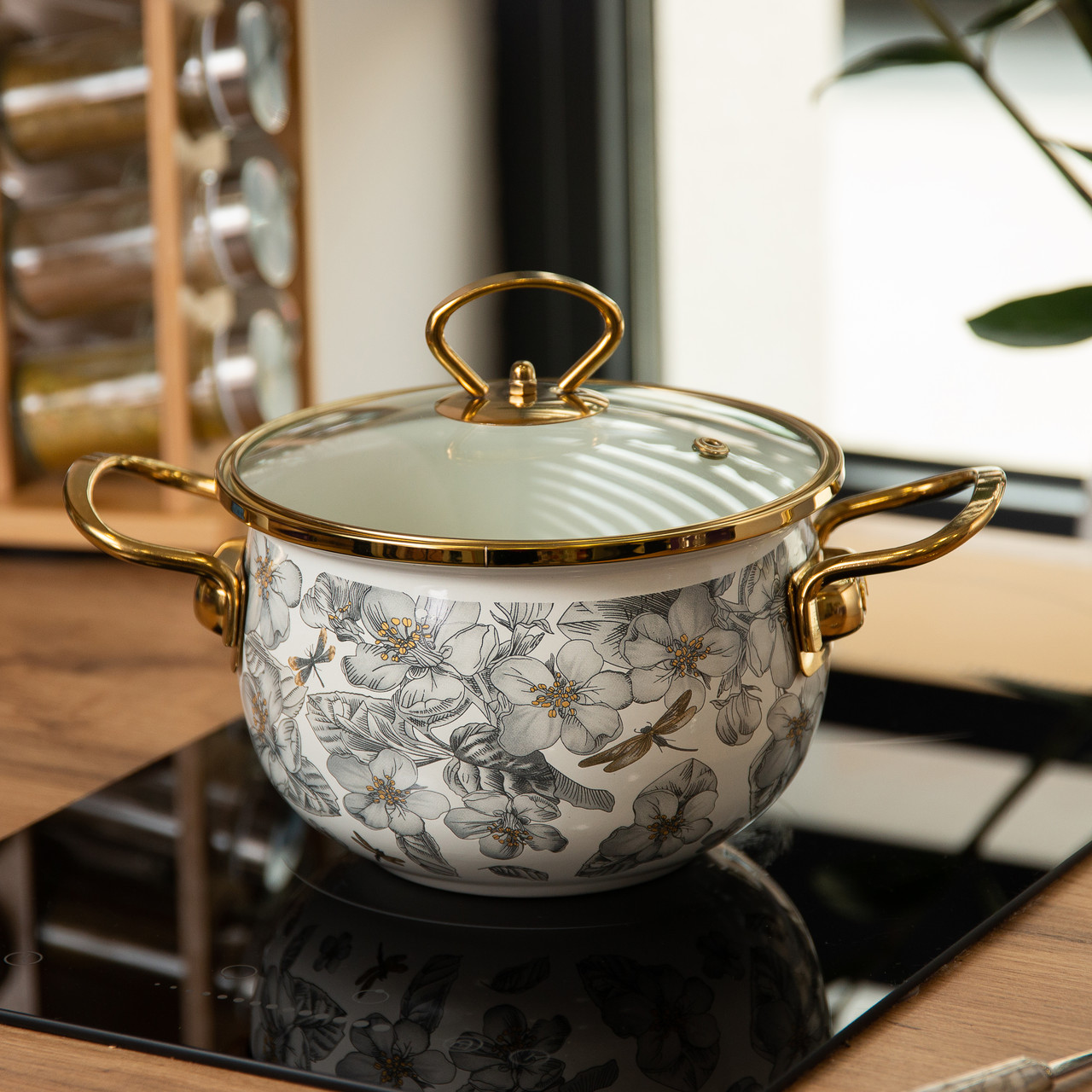 Емальована каструля об'ємом 2 літри для газових, електричних та індукційних плит HP-2-105 - Зображення 5