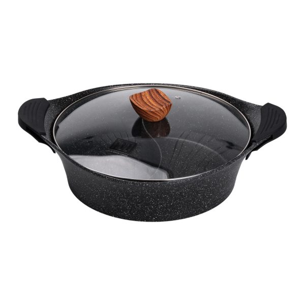 Алюмінієва каструля Ø 30 см 2-ступінчасте мармурове антипригарне покриття Чорний MGC HP-4-413B