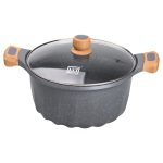 Велика алюмінієва каструля об'ємом 11 літрів з антипригарною кришкою Ø32 см HP-4-435G - Зображення 3