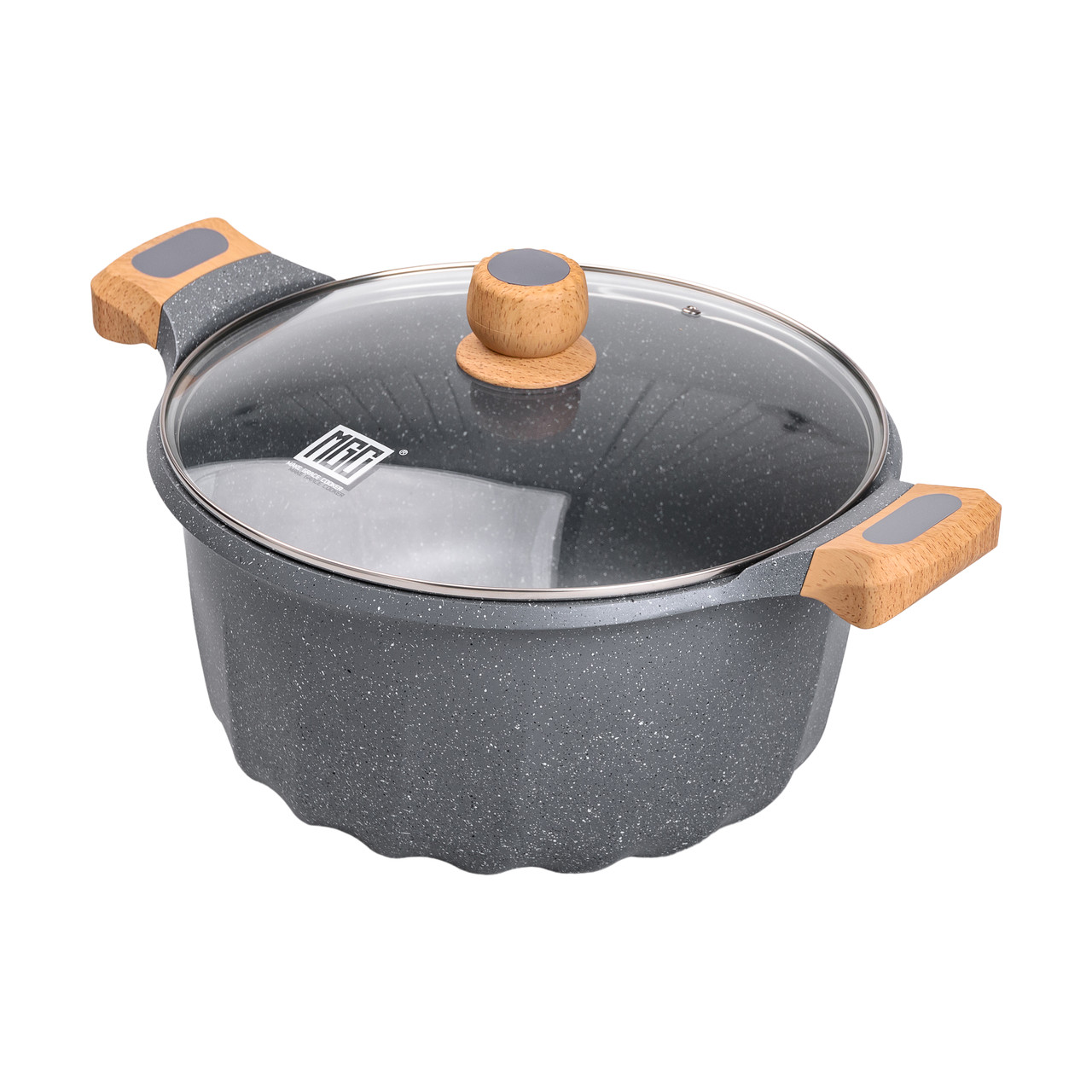 Велика алюмінієва каструля об'ємом 11 літрів з антипригарною кришкою Ø32 см HP-4-435G - Зображення 6