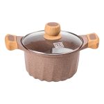 Алюмінієва каструля об'ємом 3 літри з кришкою Ø 20 см, мармурове антипригарне покриття MGC кавового кольору HP-4-432CO