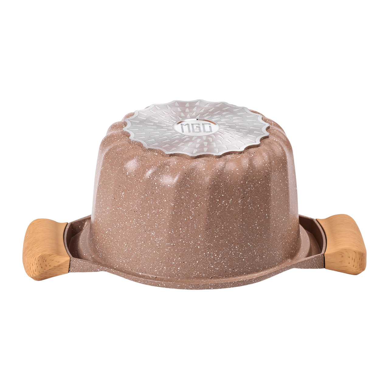 Алюмінієва каструля об'ємом 3 літри з кришкою Ø 20 см, мармурове антипригарне покриття MGC кавового кольору HP-4-432CO - Зображення 2