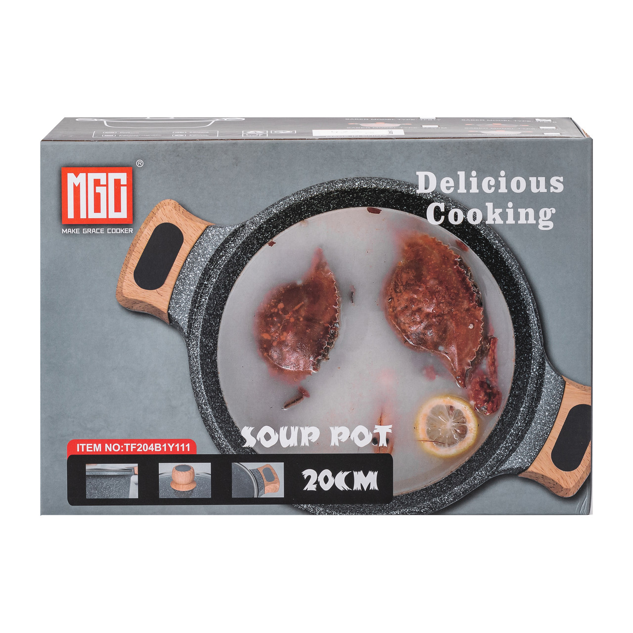 Алюмінієва каструля об'ємом 3 літри з кришкою Ø 20 см, мармурове антипригарне покриття MGC кавового кольору HP-4-432CO - Зображення 6