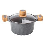 Алюмінієва каструля об'ємом 3 літри з кришкою Ø 20 см. Мармур з антипригарним покриттям MGC сірий HP-4-432G