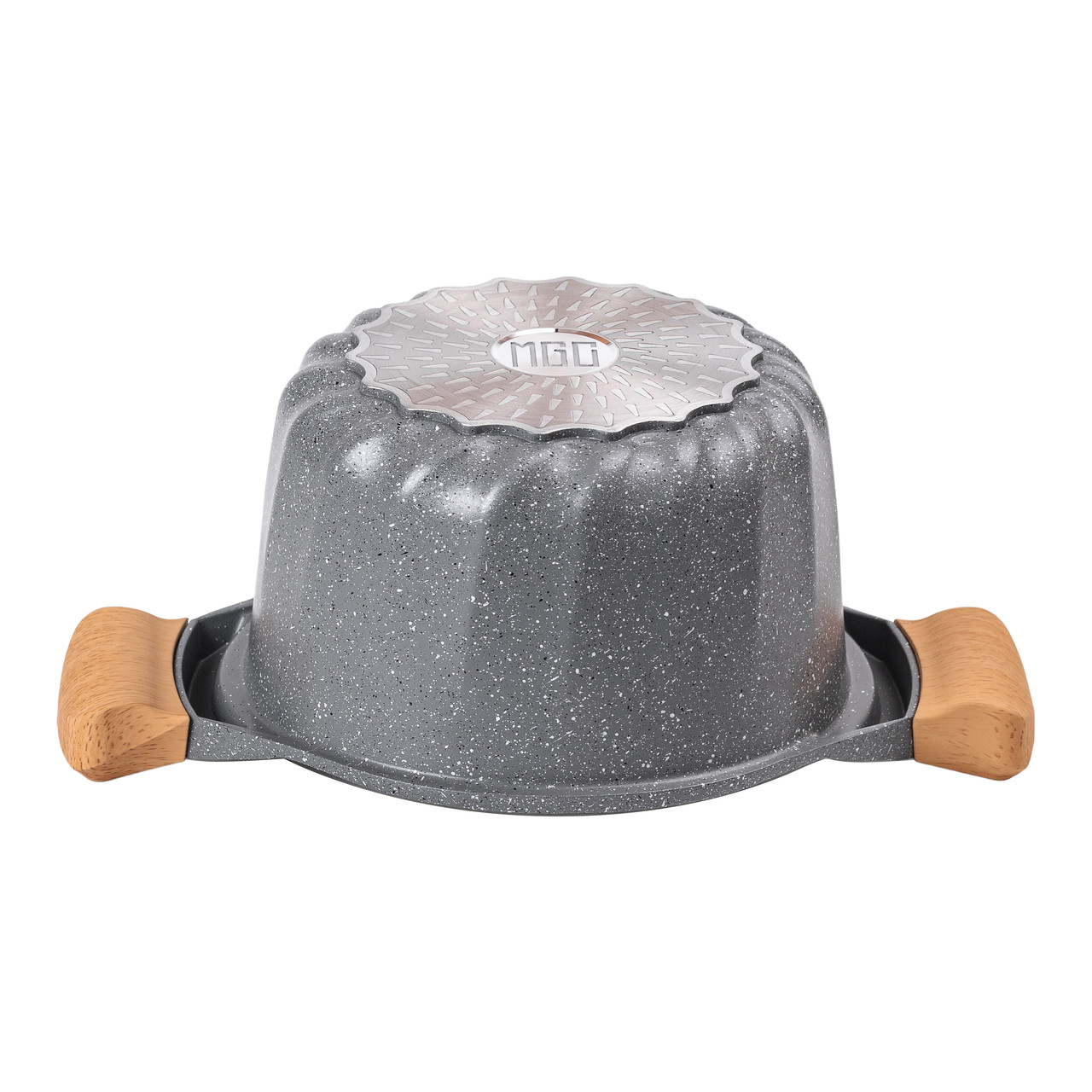 Алюмінієва каструля об'ємом 3 літри з кришкою Ø 20 см. Мармур з антипригарним покриттям MGC сірий HP-4-432G - Зображення 2